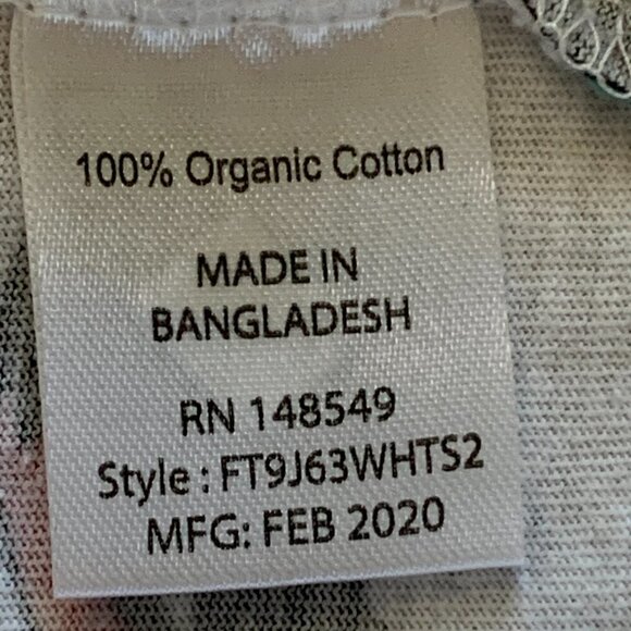 Free Planet Organic Cotton Floral T-Shirt Sz M White Pink Teal #104J - Picture 8 of 9